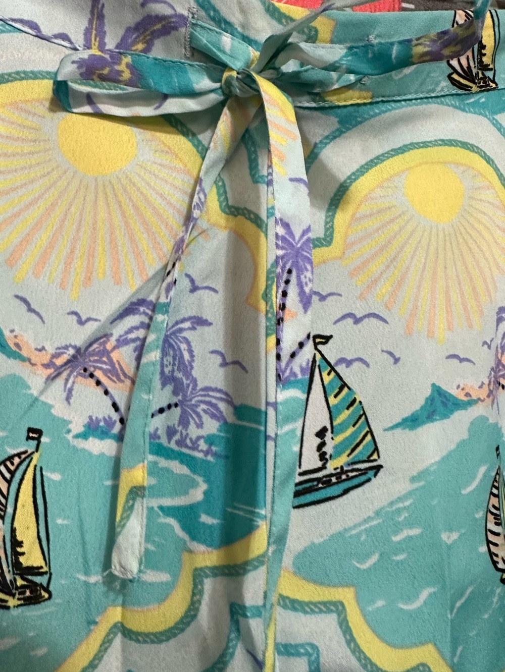 Cynthia Rowley 2 Piece  Sailboat Notch Collar Pajama Shorts Set Size S - Picture 8 of 10